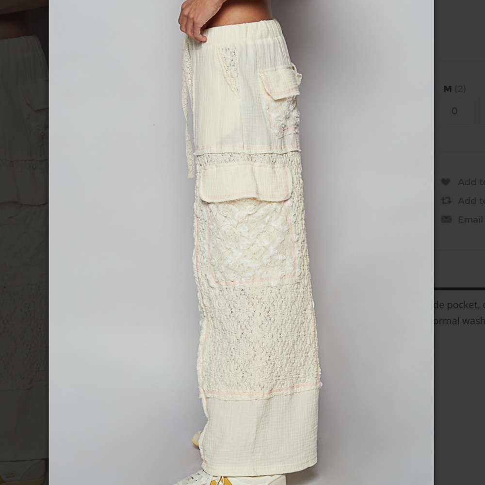 POL Cream Lace-Panel Straight Leg Pants. Size Small - Picture 5 of 5
